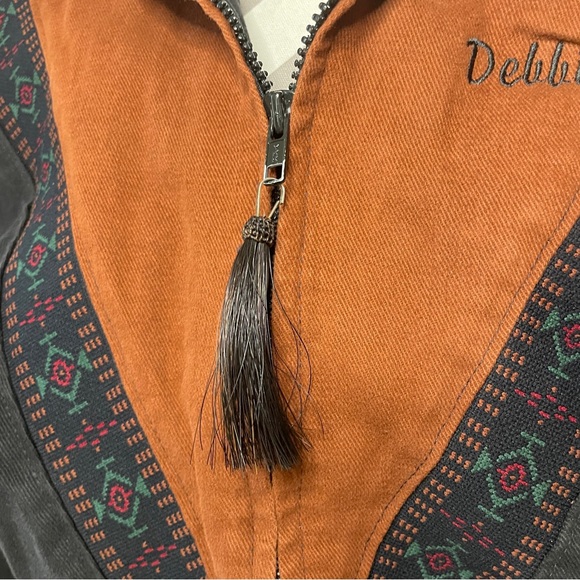 Cripple Creek Southwest Black Tan Embroidered Horse Bomber Jacket “Debbie” Small - Picture 9 of 16